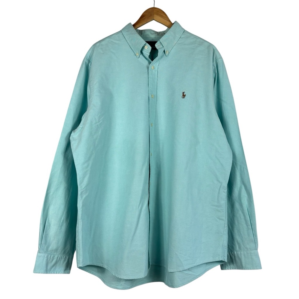 Ralph Lauren Button Up Shirt Mens 2XL Aqua Button Down Long Sleeve Classic Fit